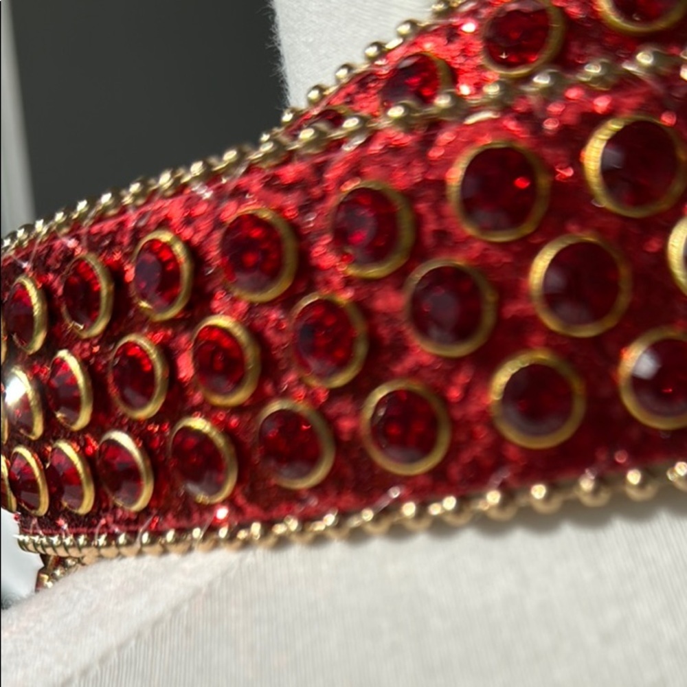 Miami Boutique Red Stuffed Belt with Gold Accents - Picture 4 of 7